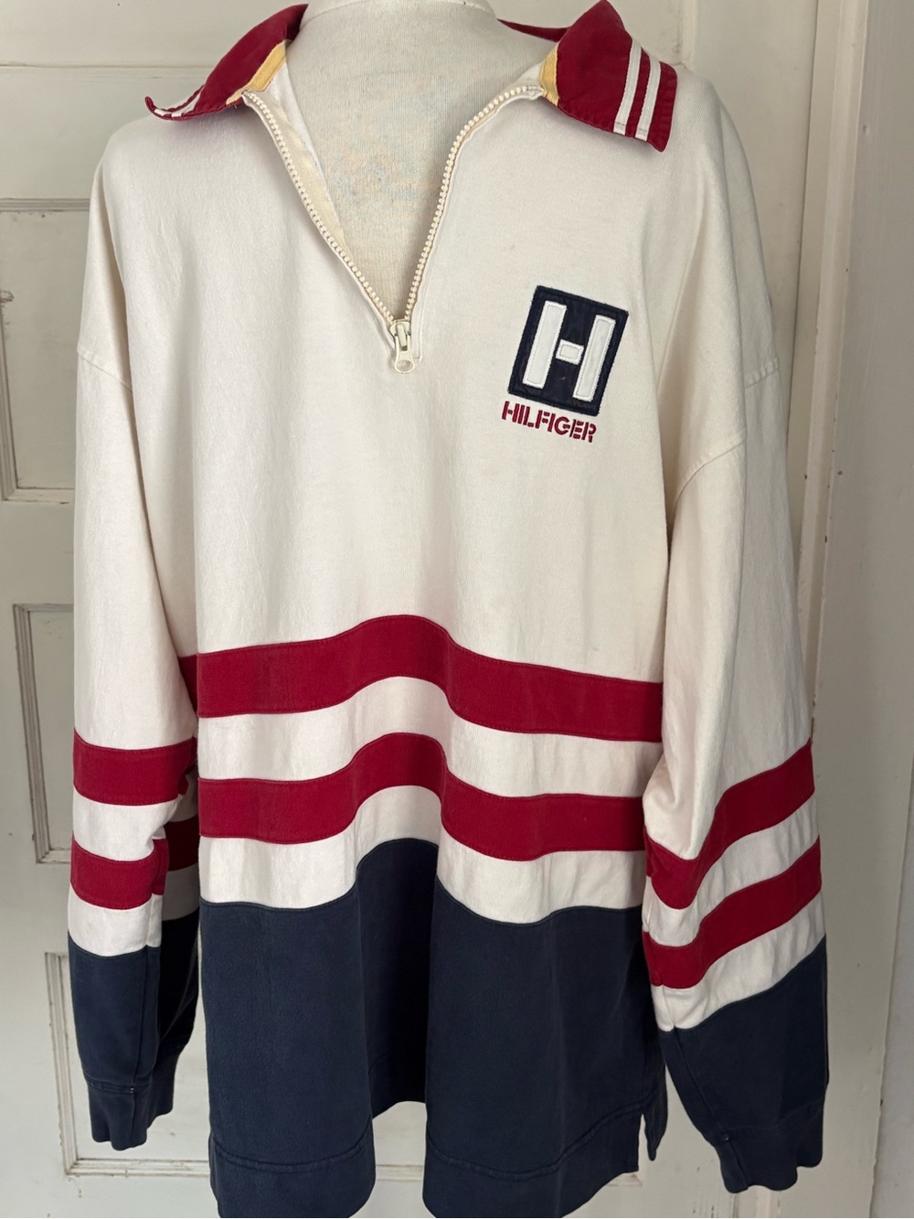 Vintage Tommy Hilfiger Nautical Equipment 1/4 Zip Rugby Pullover XXL